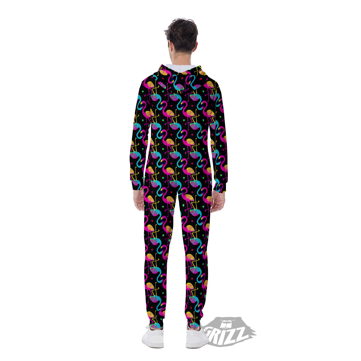 Flamingo Colorful Print Pattern Men's Jumpsuit-grizzshop