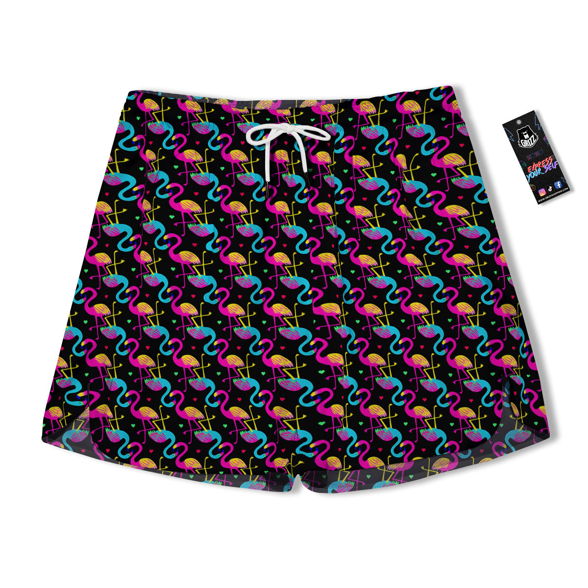 Flamingo Colorful Print Pattern Men's Running Shorts-grizzshop
