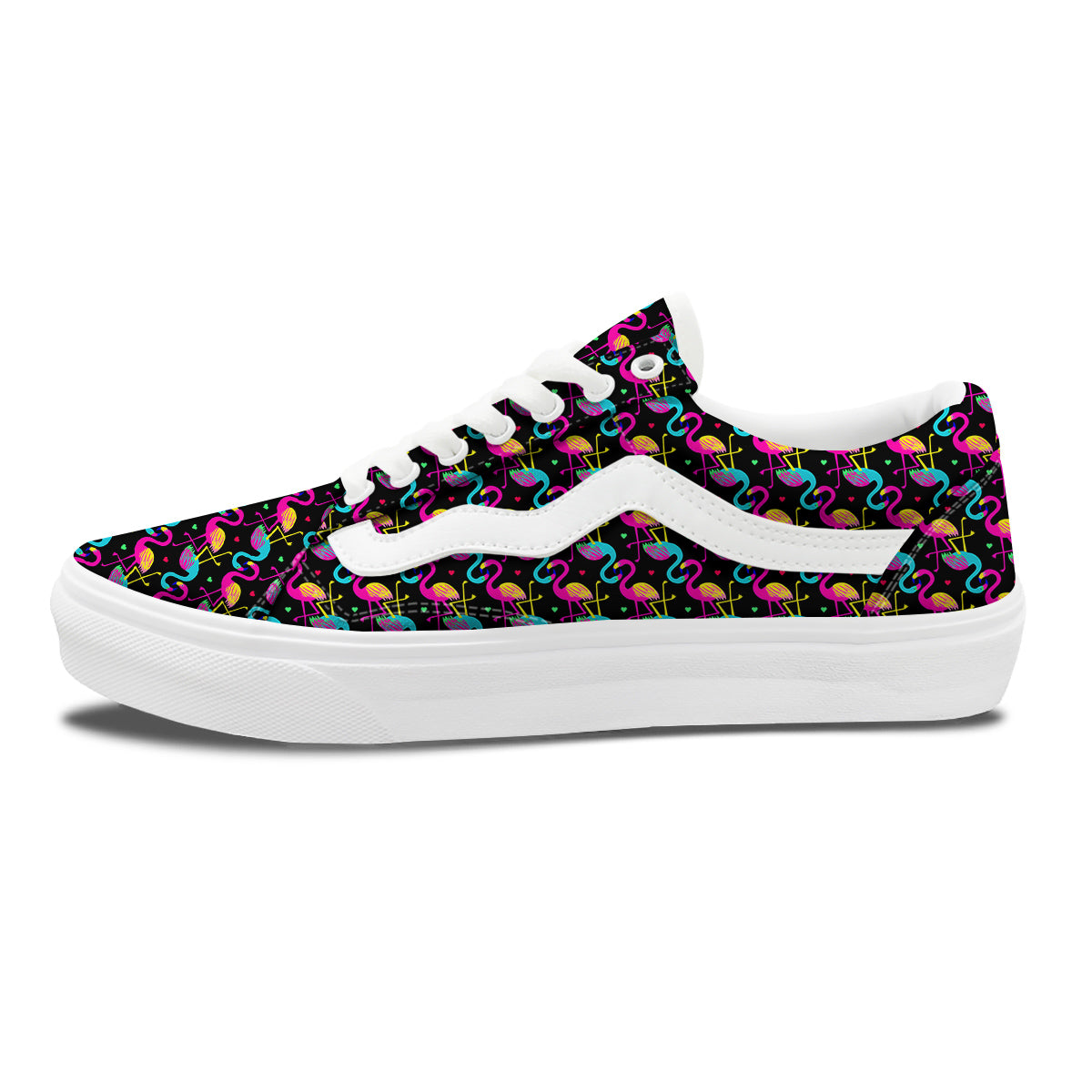 Flamingo Colorful Print Pattern Skate Shoes-grizzshop