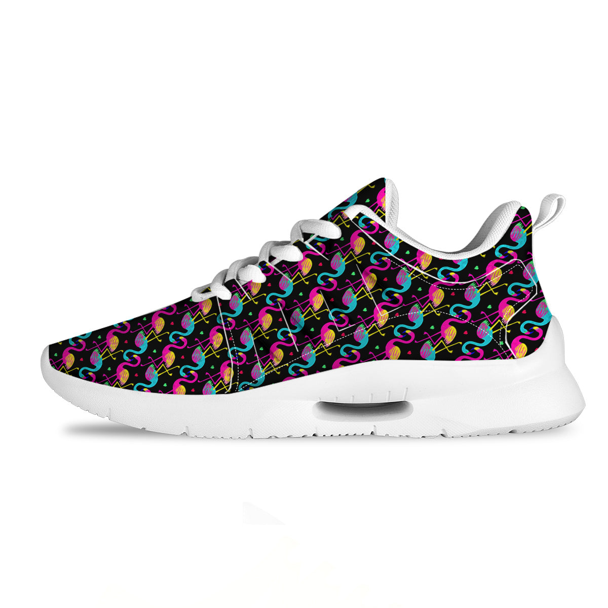Flamingo Colorful Print Pattern Tennis Shoes-grizzshop