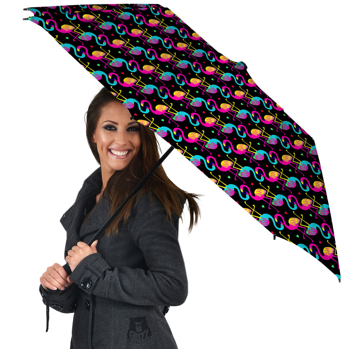 Flamingo Colorful Print Pattern Umbrella-grizzshop