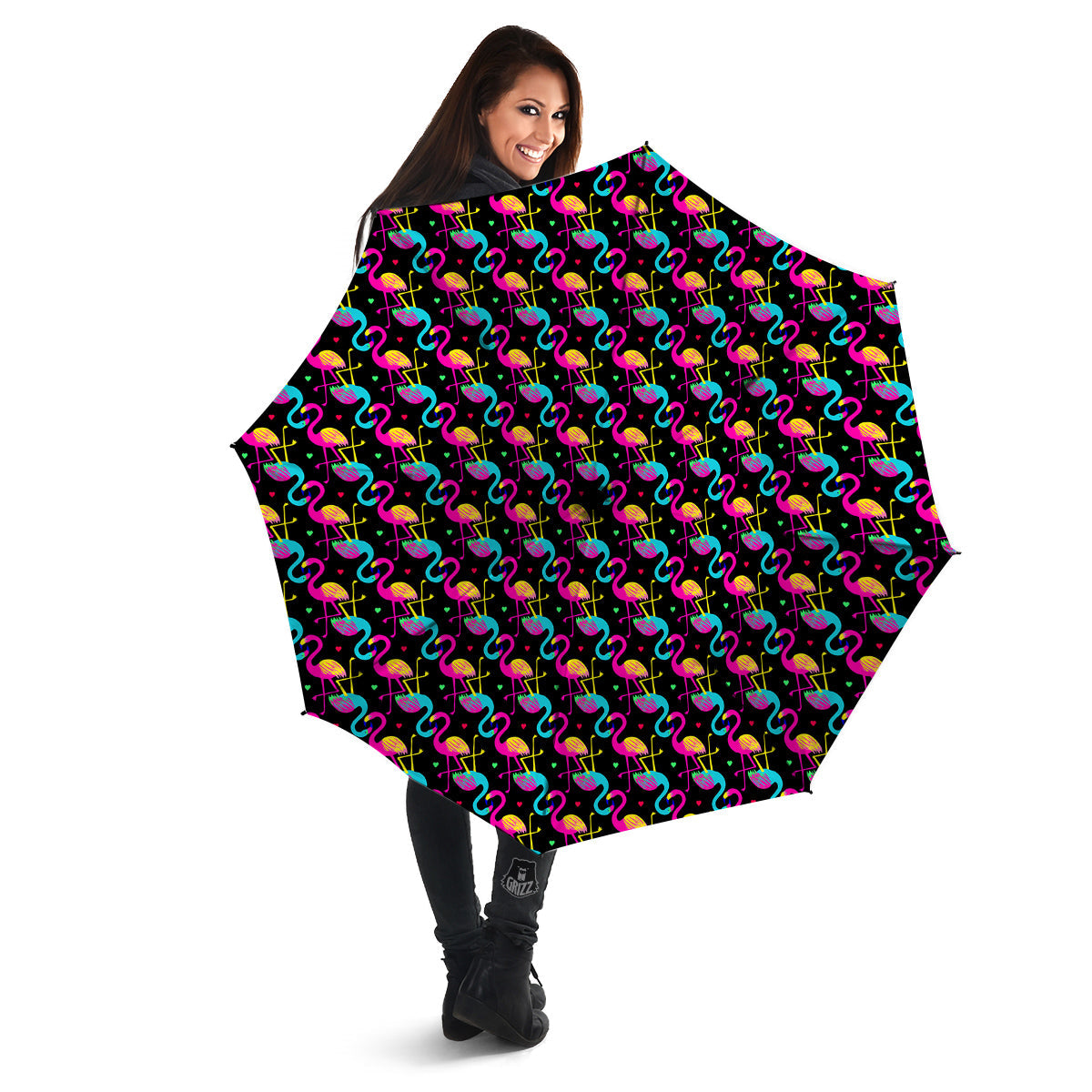 Flamingo Colorful Print Pattern Umbrella-grizzshop