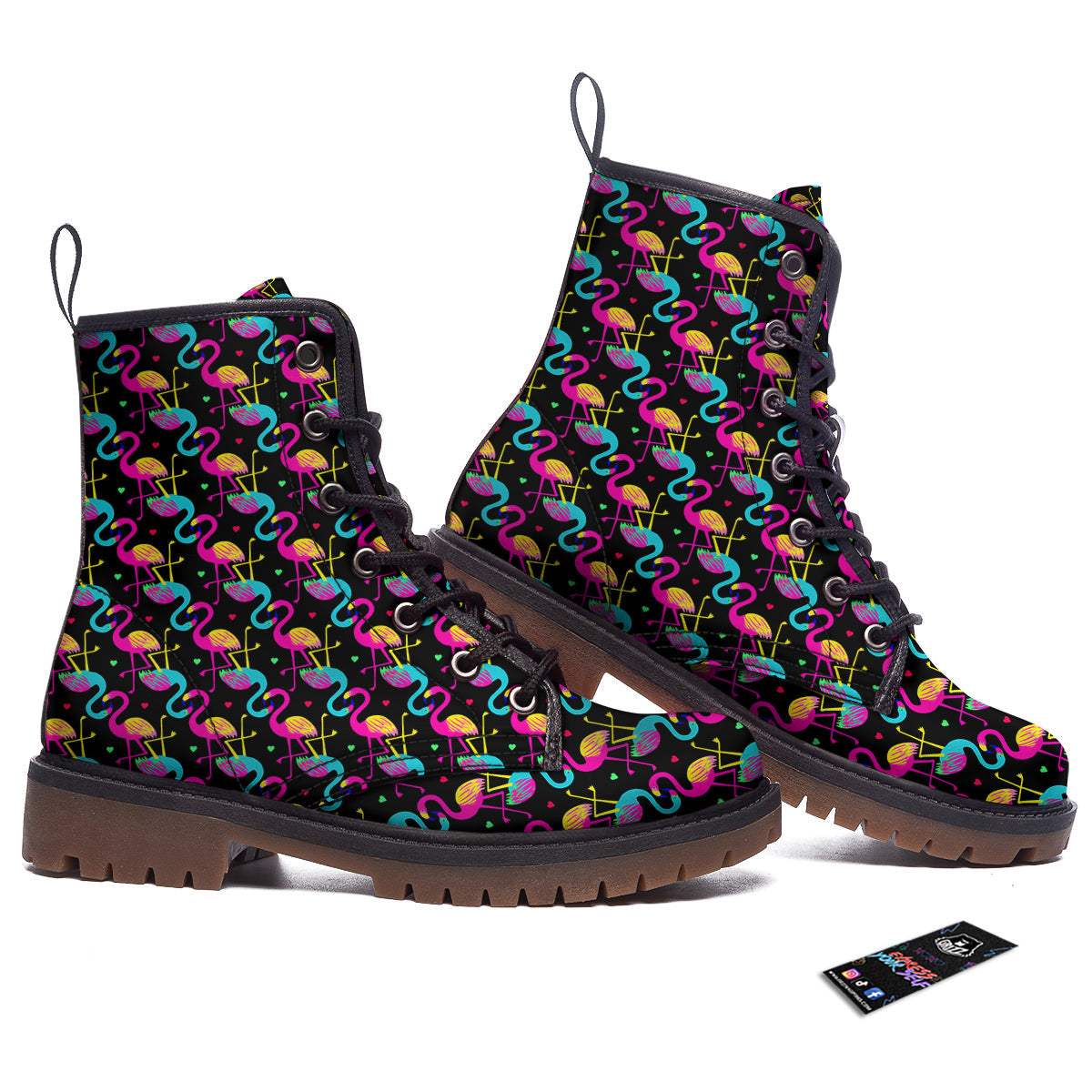 Flamingo Colorful Print Pattern Work Boots-grizzshop