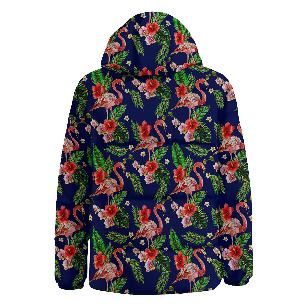 Flamingo Floral Tropical Print Pattern Down Jacket-grizzshop