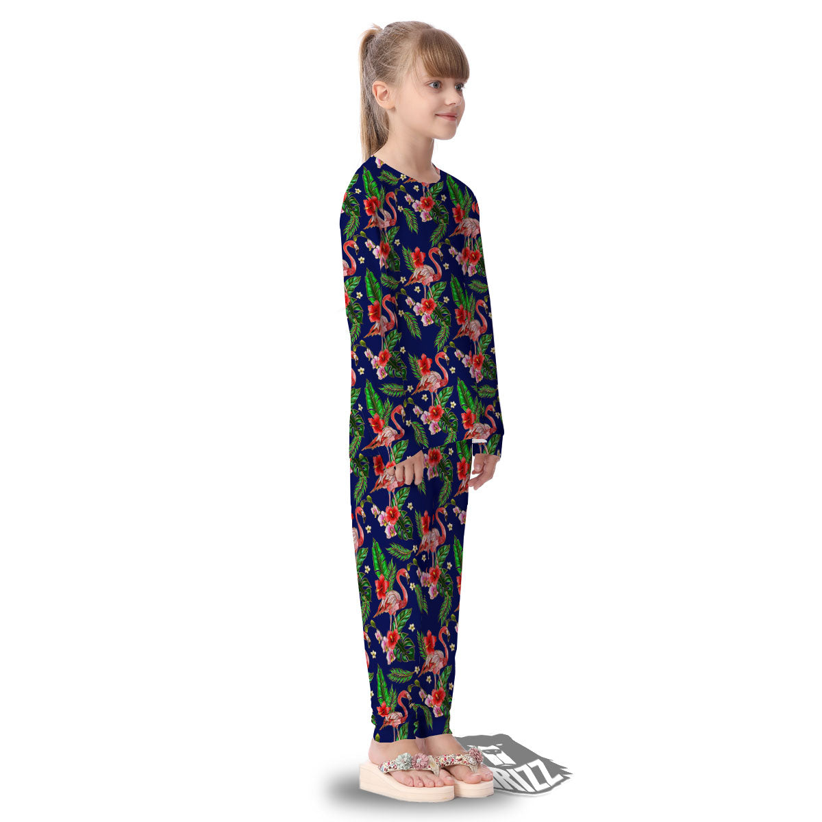 Flamingo Floral Tropical Print Pattern Kid's Pajamas-grizzshop