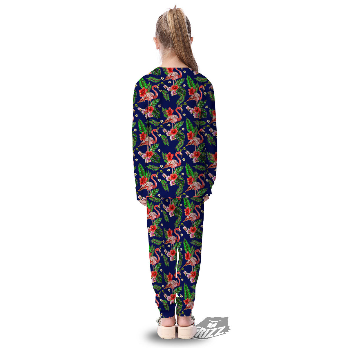 Flamingo Floral Tropical Print Pattern Kid's Pajamas-grizzshop
