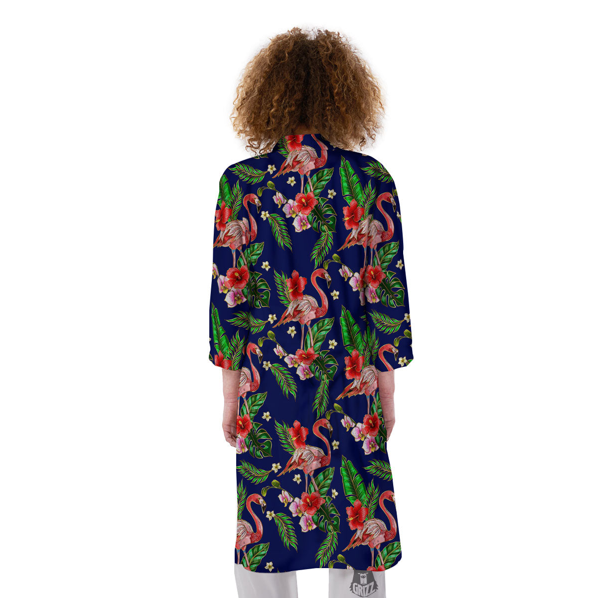 Flamingo Floral Tropical Print Pattern Kimono-grizzshop