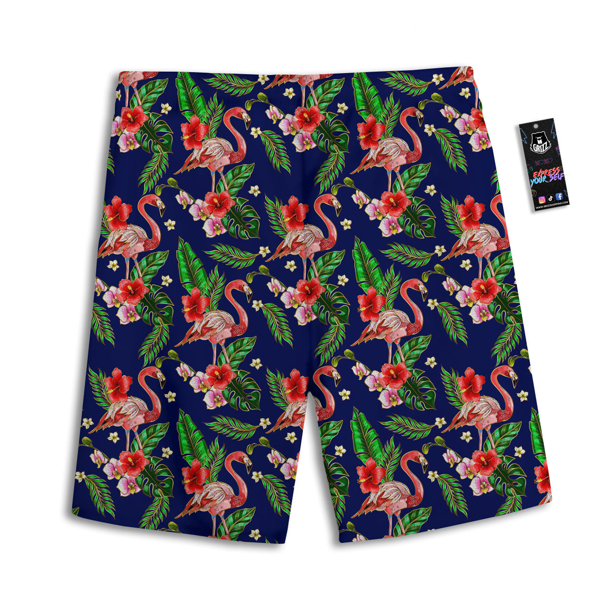 Flamingo Floral Tropical Print Pattern Men's Athletic Shorts-grizzshop
