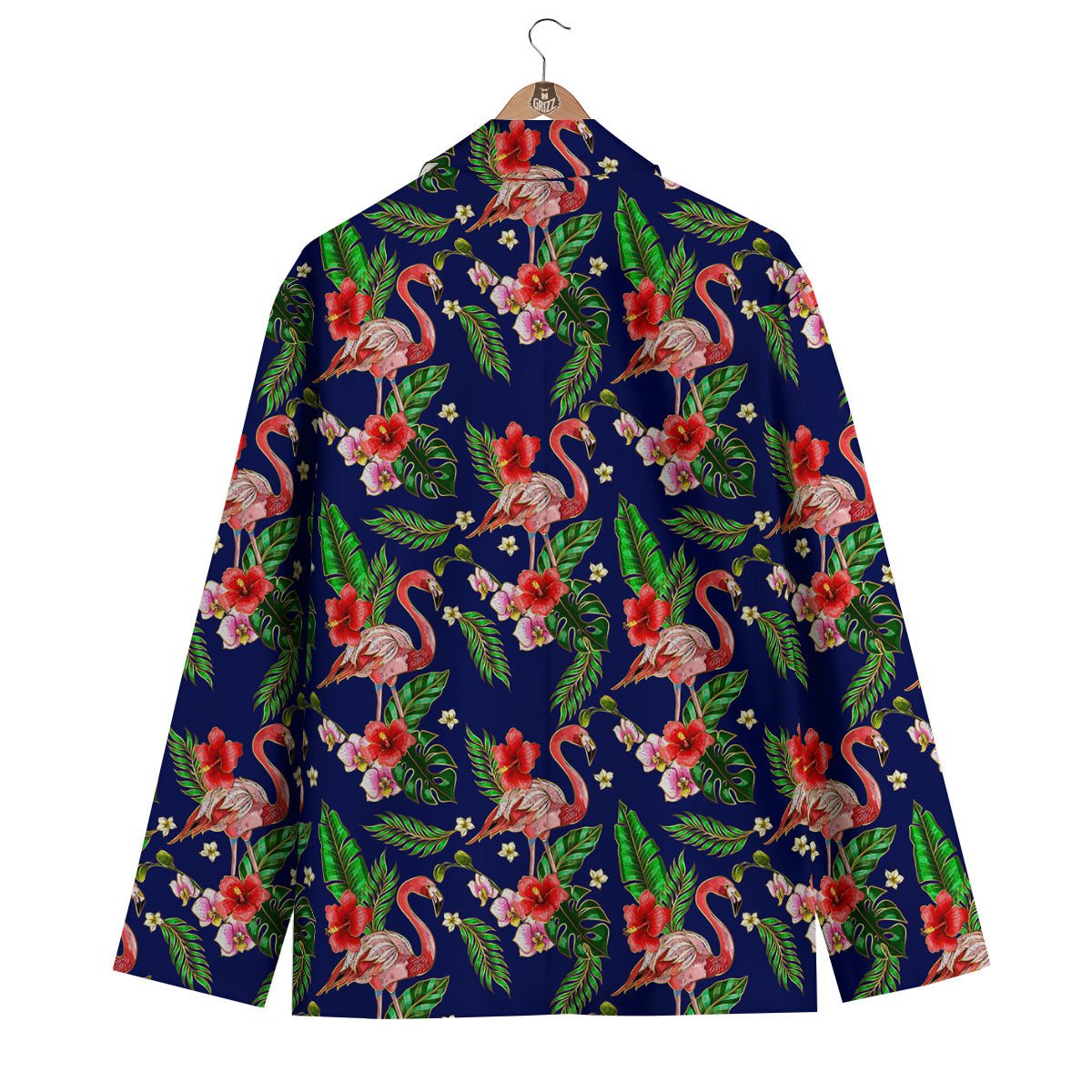 Flamingo Floral Tropical Print Pattern Men's Blazer-grizzshop