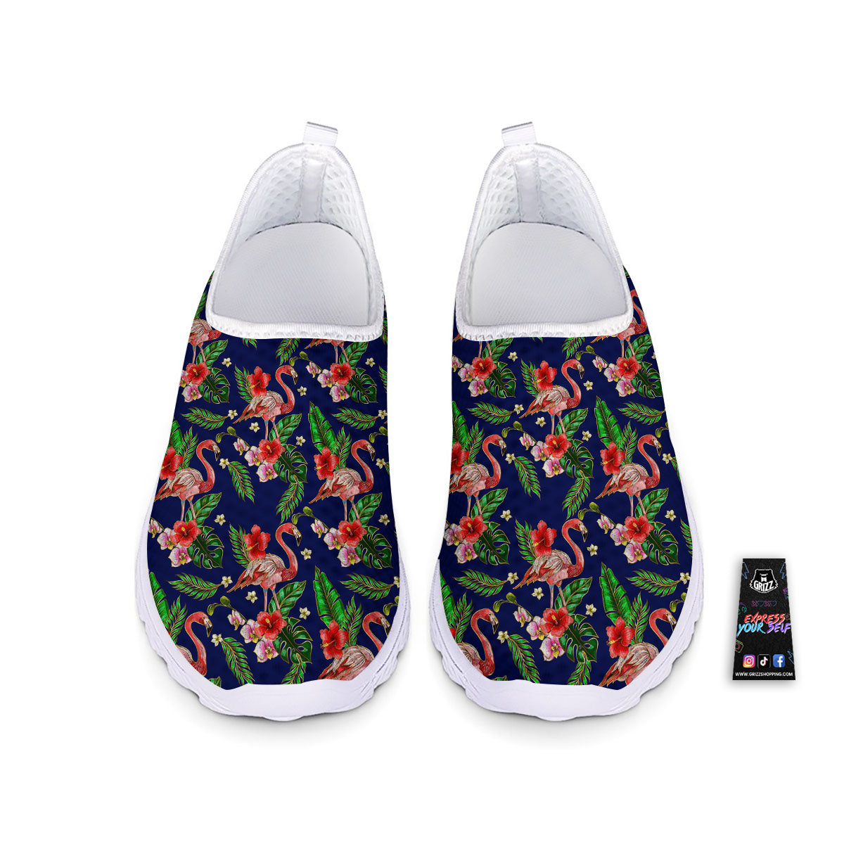 Flamingo Floral Tropical Print Pattern Nurse Shoes-grizzshop