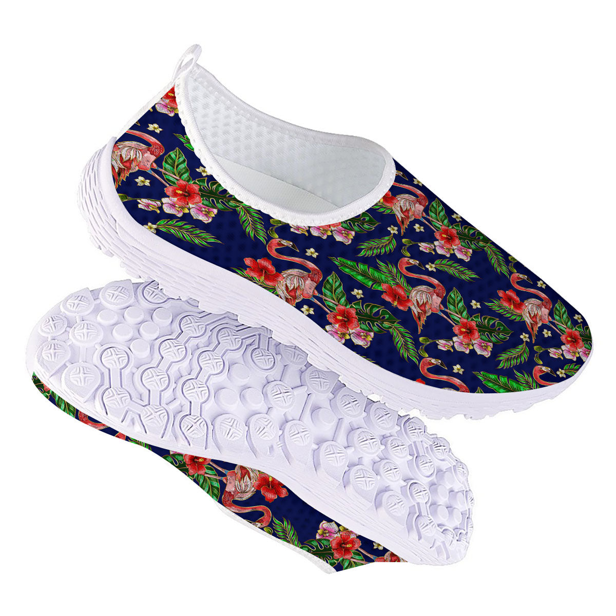 Flamingo Floral Tropical Print Pattern Nurse Shoes-grizzshop
