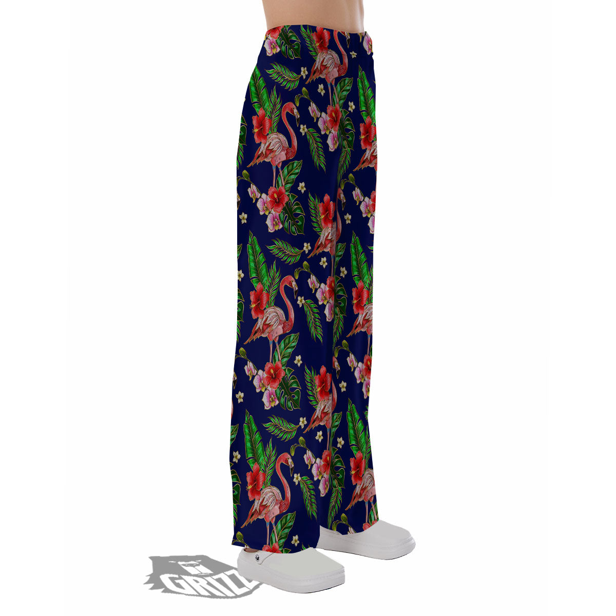 Flamingo Floral Tropical Print Pattern Pajama Pants-grizzshop