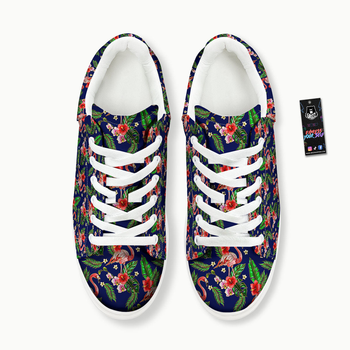 Flamingo Floral Tropical Print Pattern Platform Shoes-grizzshop