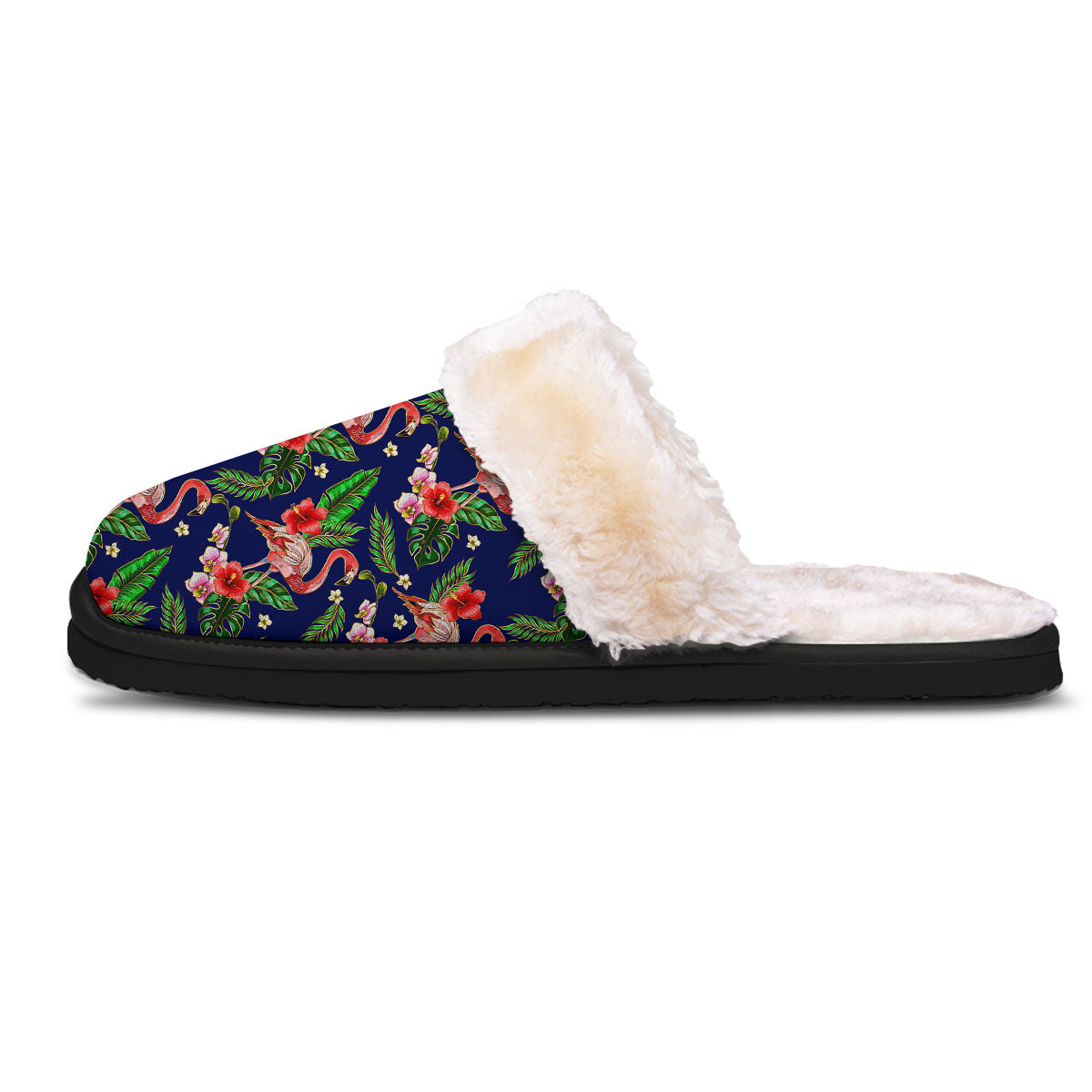 Flamingo Floral Tropical Print Pattern Slippers-grizzshop