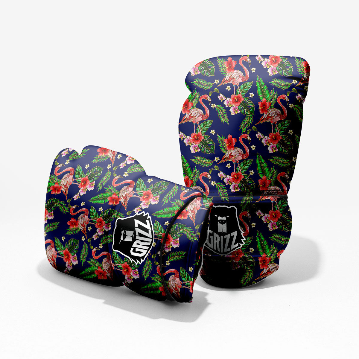 Flamingo Floral Tropical Print Pattern Sparring Gloves-grizzshop