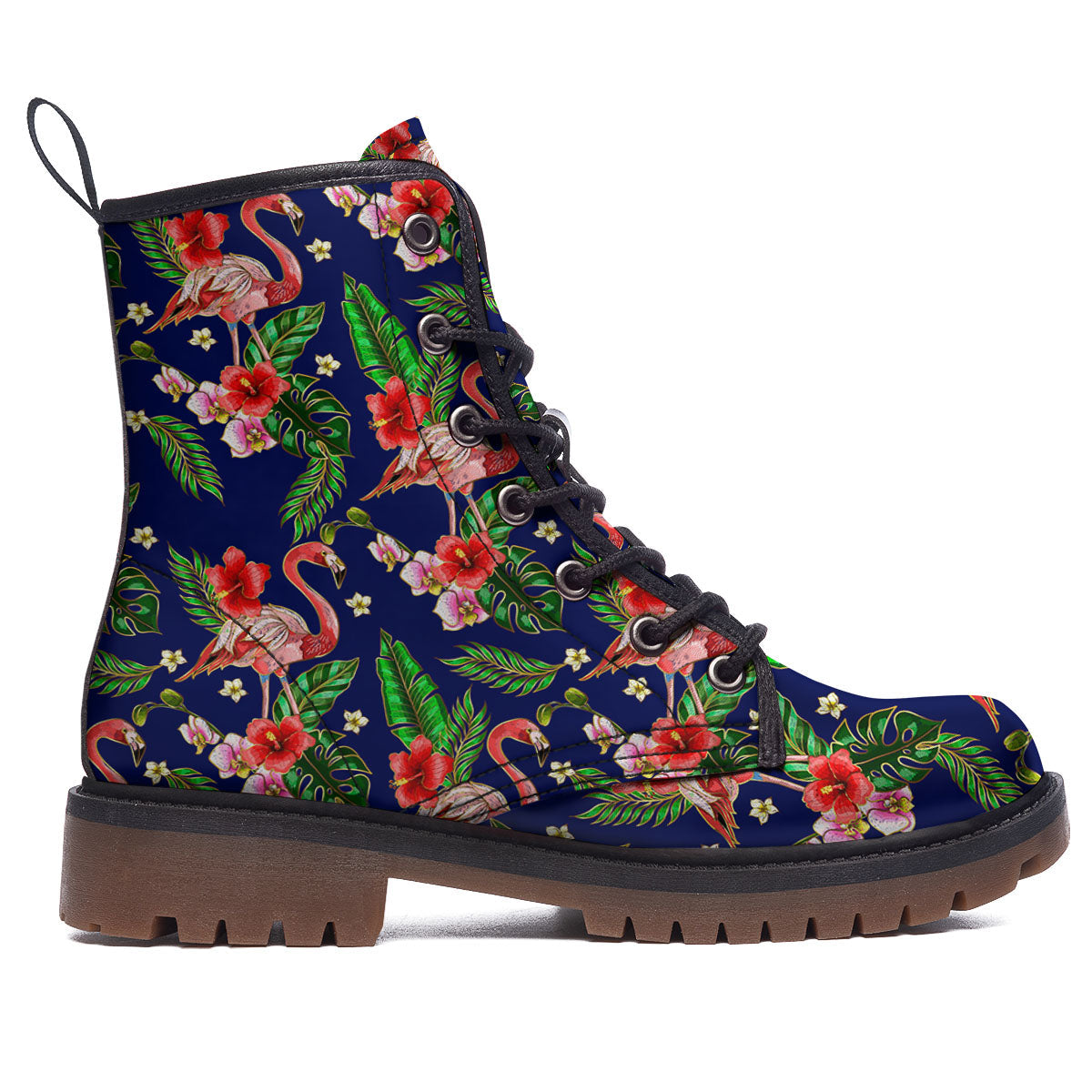 Flamingo Floral Tropical Print Pattern Work Boots-grizzshop