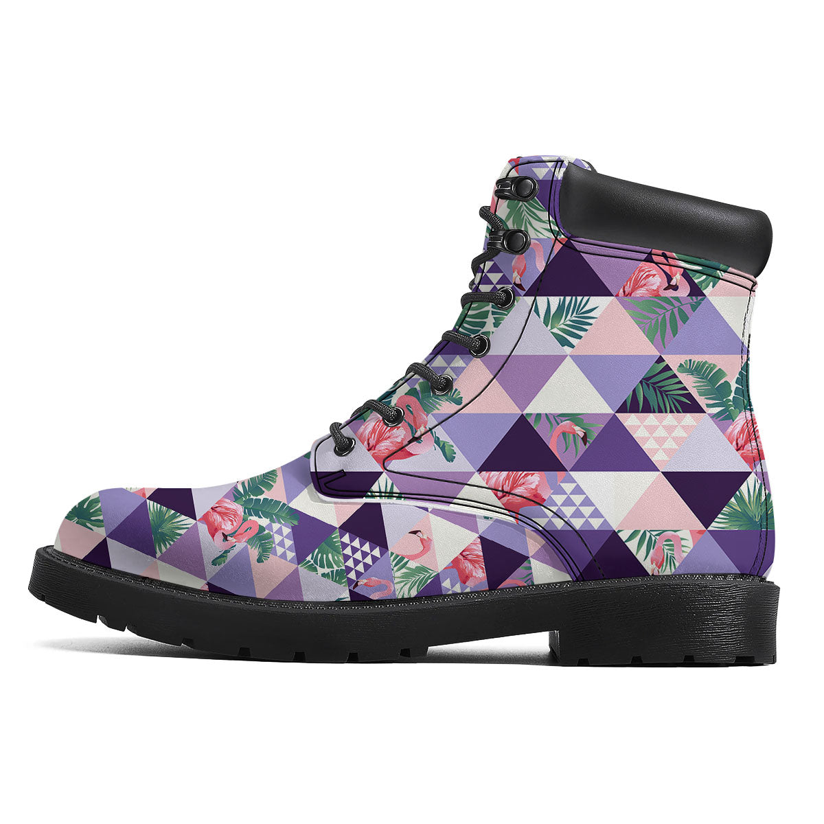 Flamingo Geometric Purple Print Pattern Boots-grizzshop