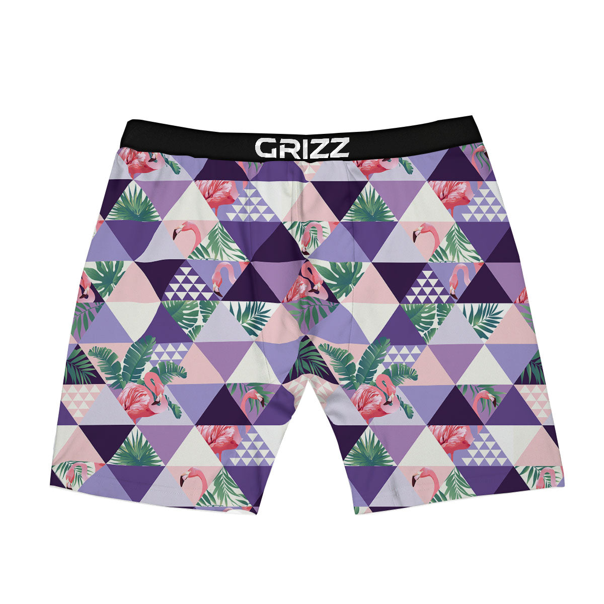 Flamingo Geometric Purple Print Pattern Boxer Briefs-grizzshop