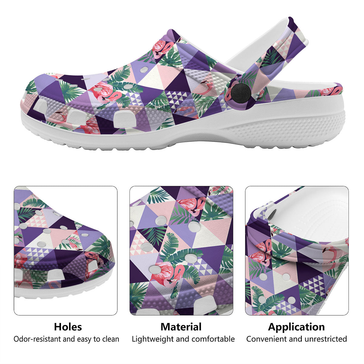 Flamingo Geometric Purple Print Pattern Clog-grizzshop