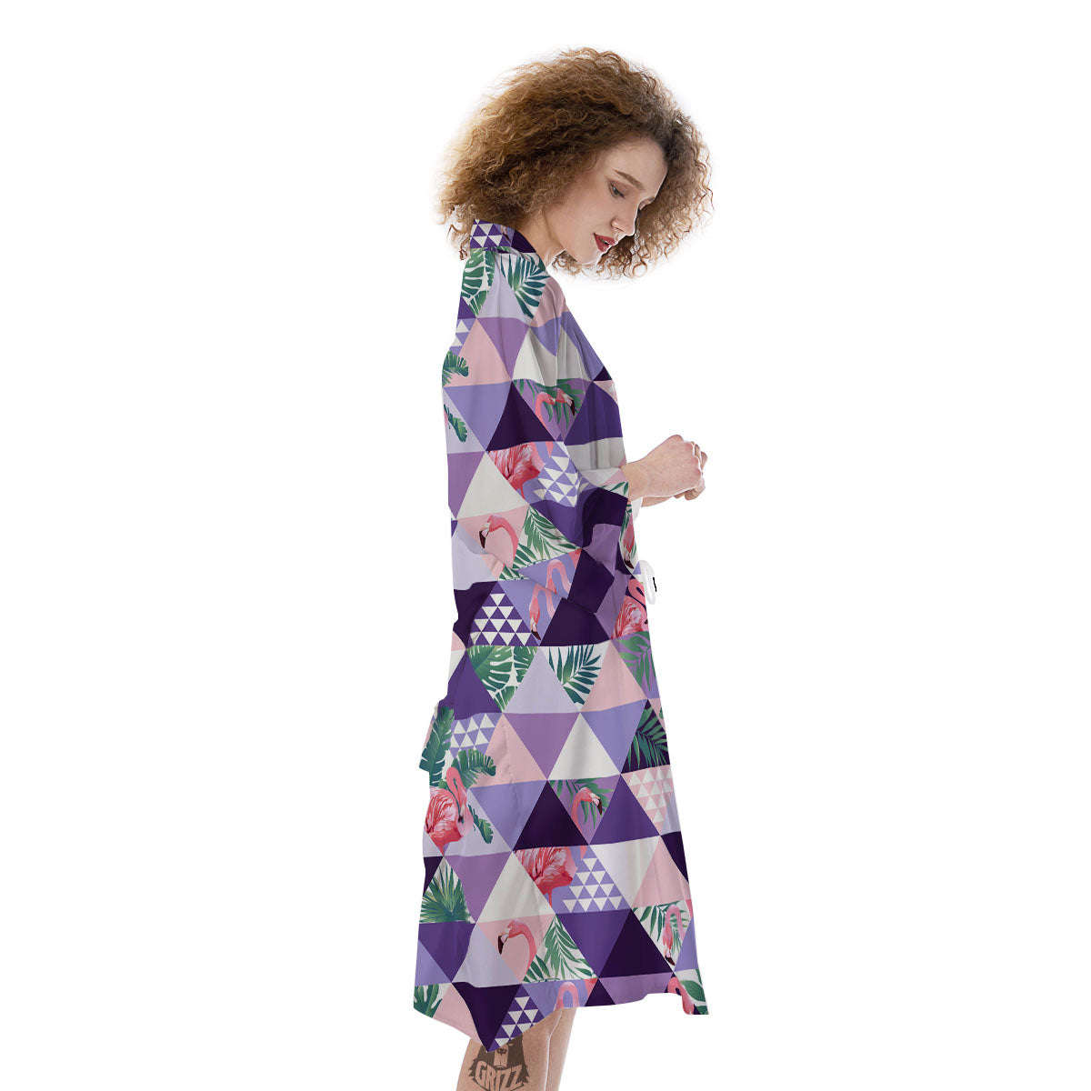Flamingo Geometric Purple Print Pattern Kimono-grizzshop