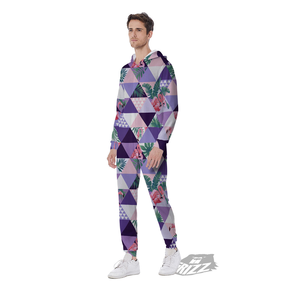 Flamingo Geometric Purple Print Pattern Men's Jumpsuit-grizzshop