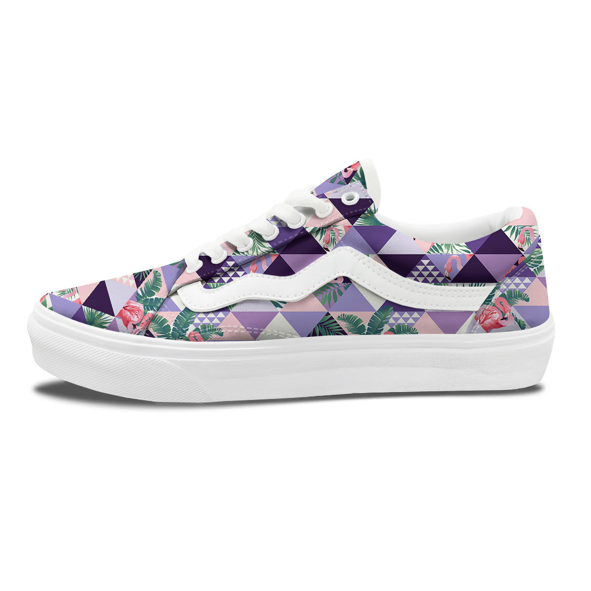 Flamingo Geometric Purple Print Pattern Skate Shoes-grizzshop