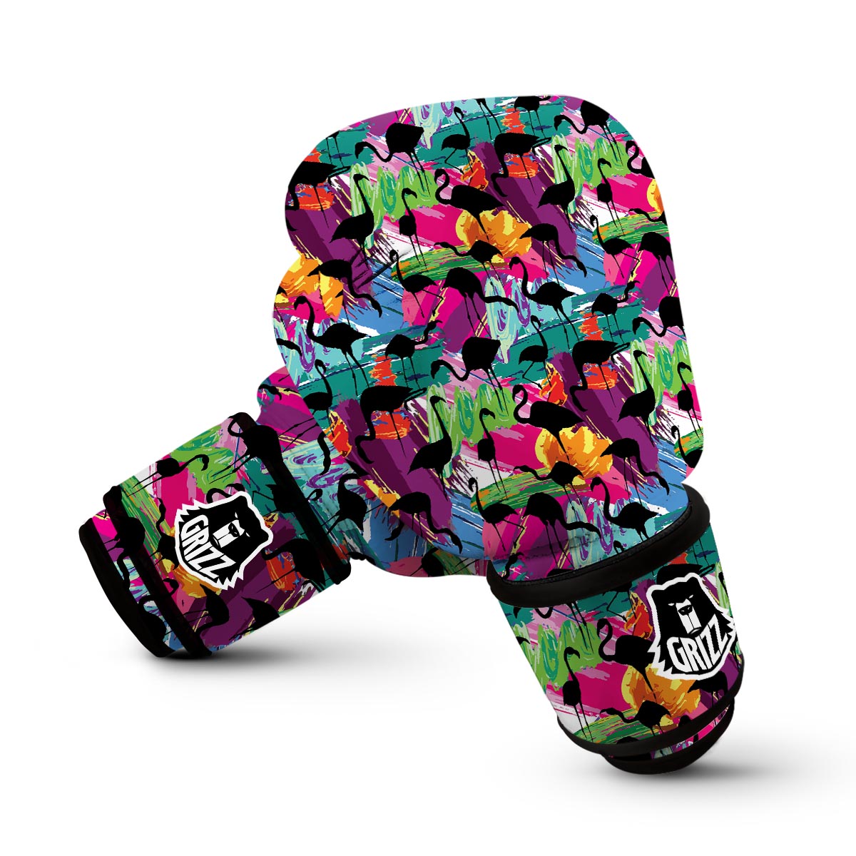 Flamingo Hawaiian Tropical Colorful Pattern Print Boxing Gloves-grizzshop
