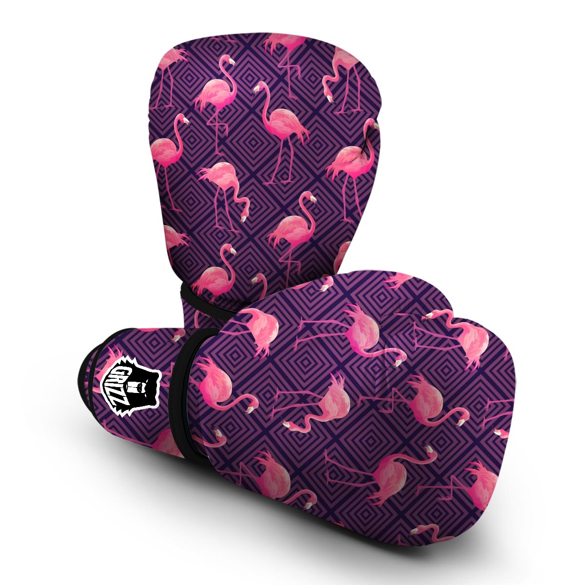 Flamingo Hawaiian Tropical Stripe Pattern Print Boxing Gloves-grizzshop