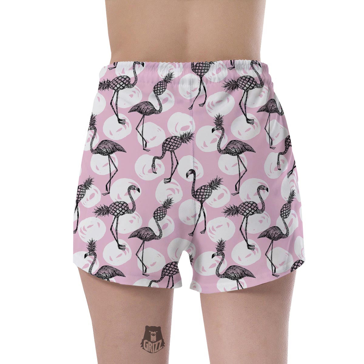 Flamingo Pineapple Print Women's Shorts-grizzshop