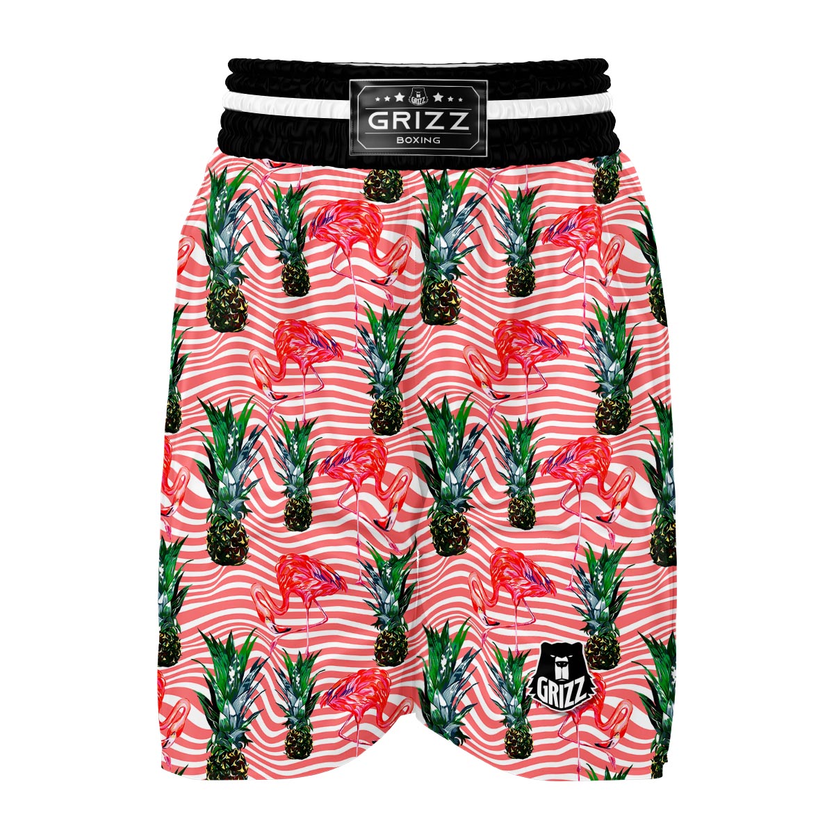 Flamingo Pineapple Stripe Boxing Shorts-grizzshop