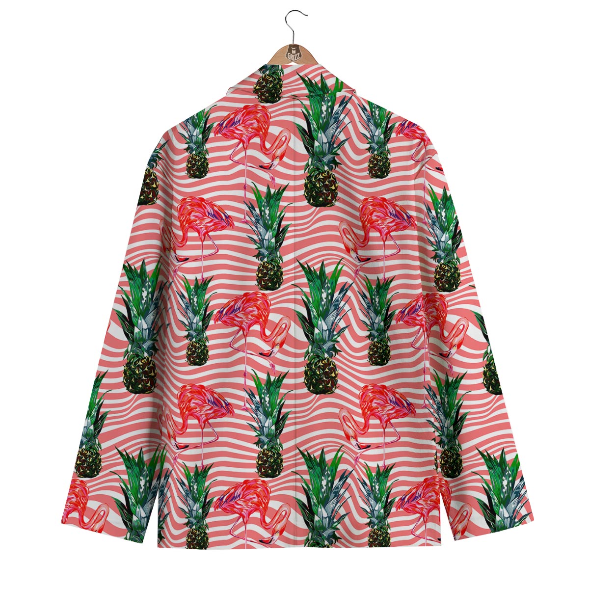 Flamingo Pineapple Stripe Men's Blazer-grizzshop