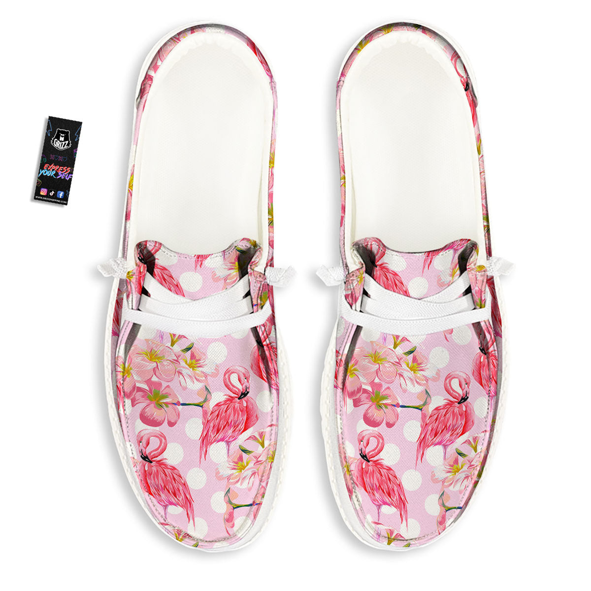 Flamingo Pink Polka Print Pattern Black Loafers-grizzshop