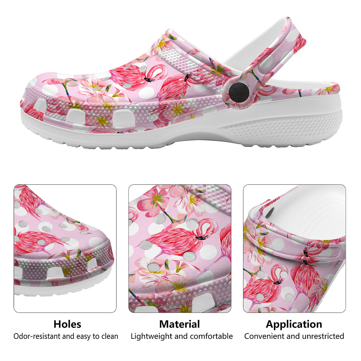 Flamingo Pink Polka Print Pattern Clog-grizzshop