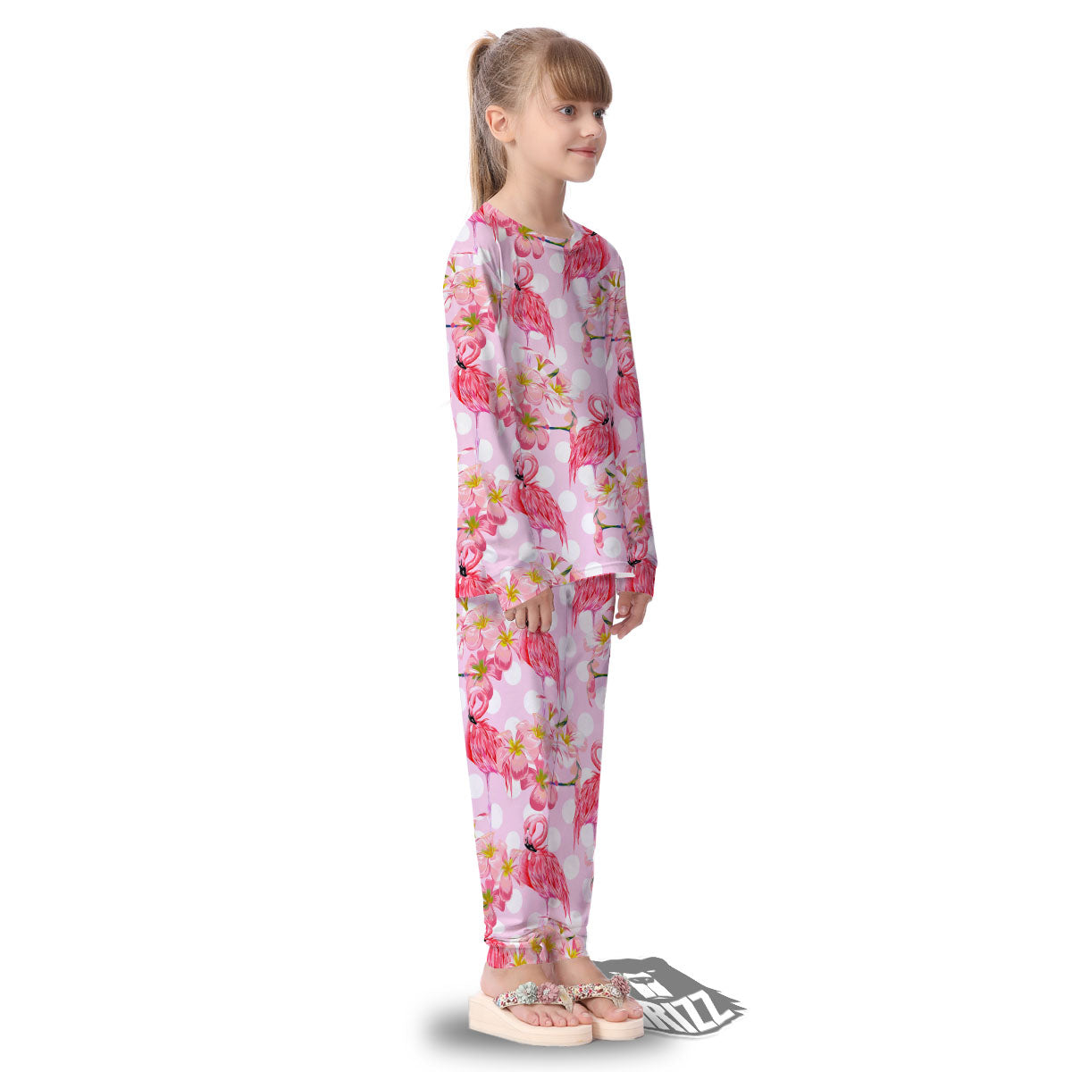 Flamingo Pink Polka Print Pattern Kid's Pajamas-grizzshop