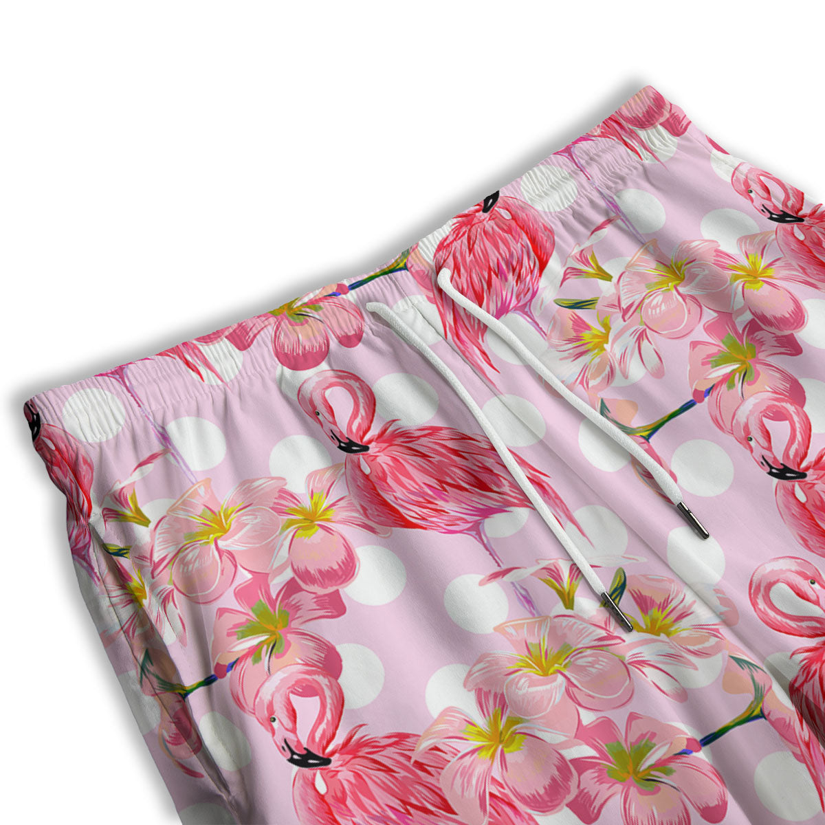 Flamingo Pink Polka Print Pattern Men's Athletic Shorts