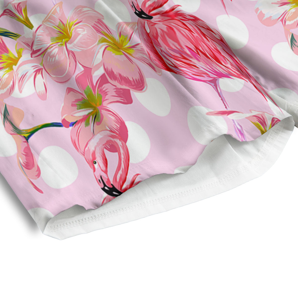 Flamingo Pink Polka Print Pattern Men's Athletic Shorts
