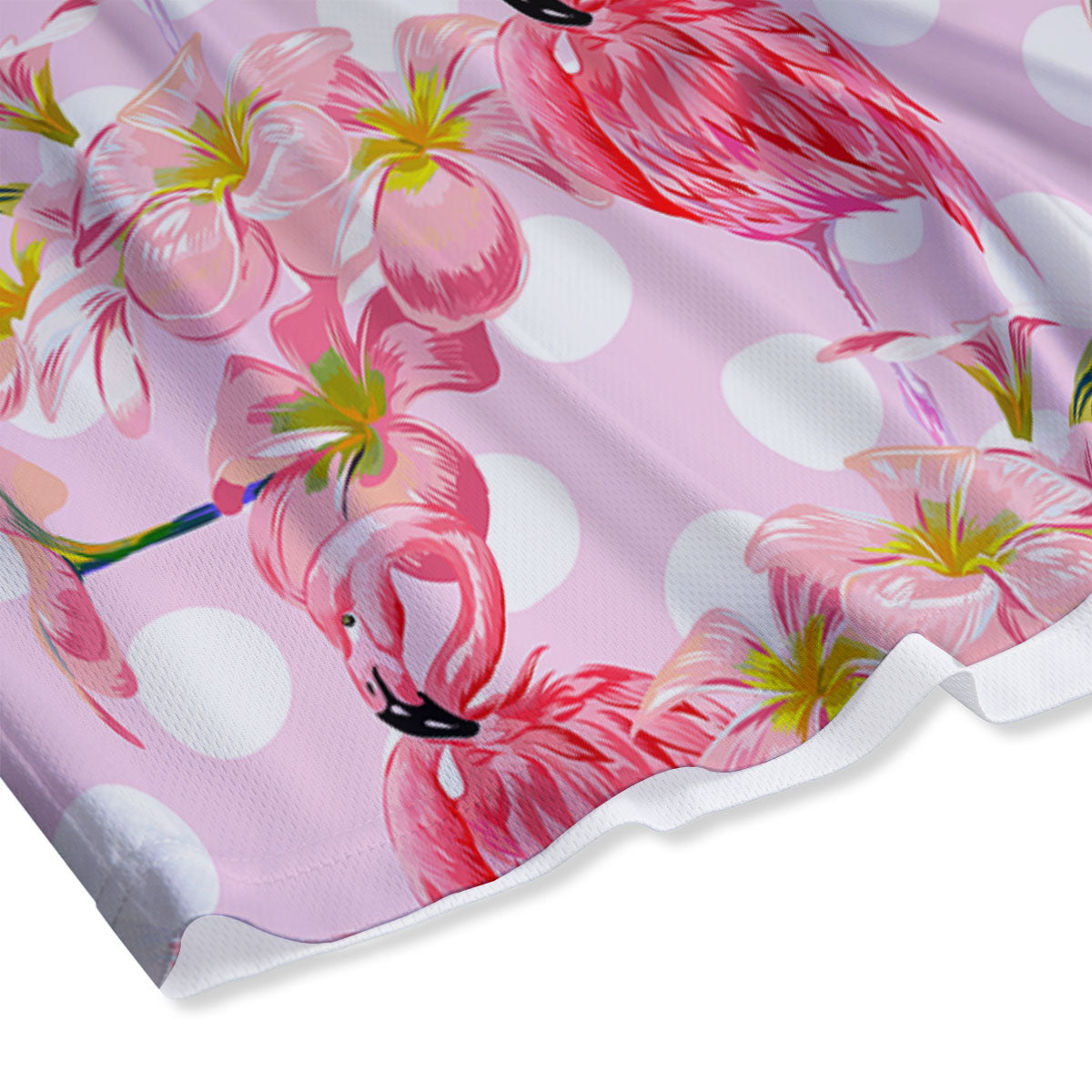 Flamingo Pink Polka Print Pattern Mesh Shorts