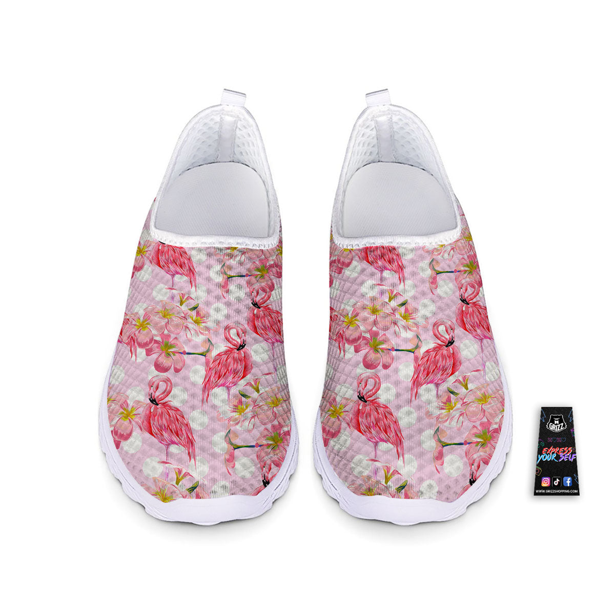 Flamingo Pink Polka Print Pattern Nurse Shoes-grizzshop