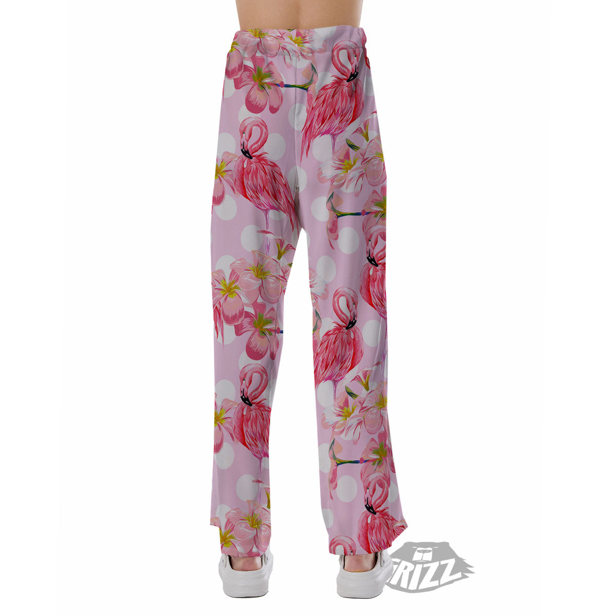 Flamingo Pink Polka Print Pattern Pajama Pants-grizzshop