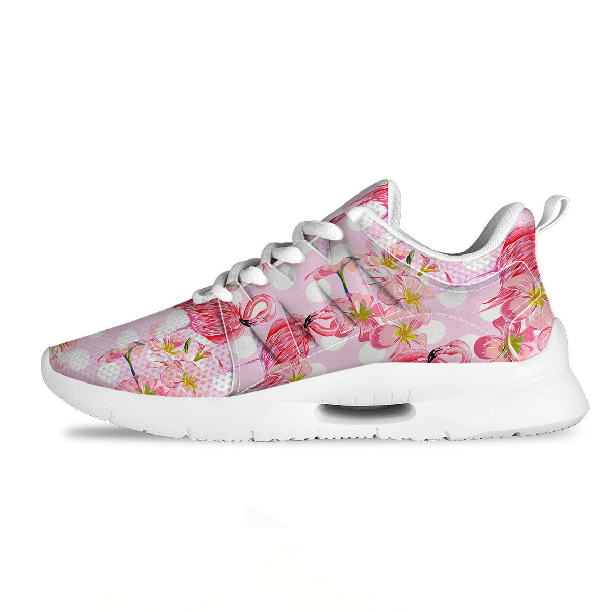 Flamingo Pink Polka Print Pattern Tennis Shoes-grizzshop