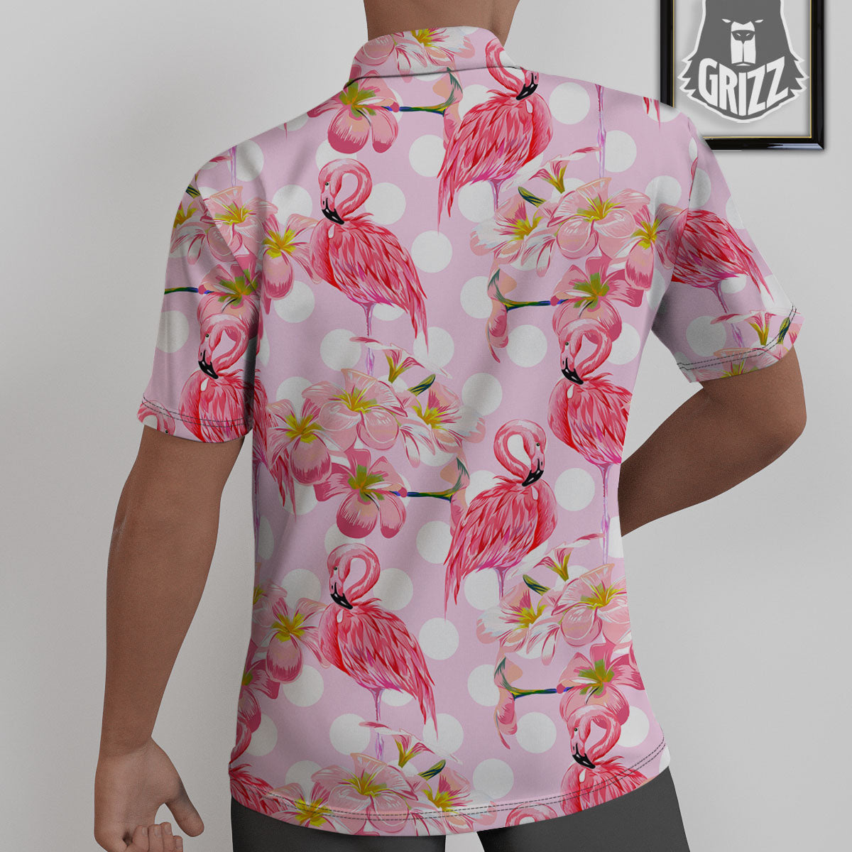 Flamingo Pink Polka Print Pattern Untucked Shirts-grizzshop