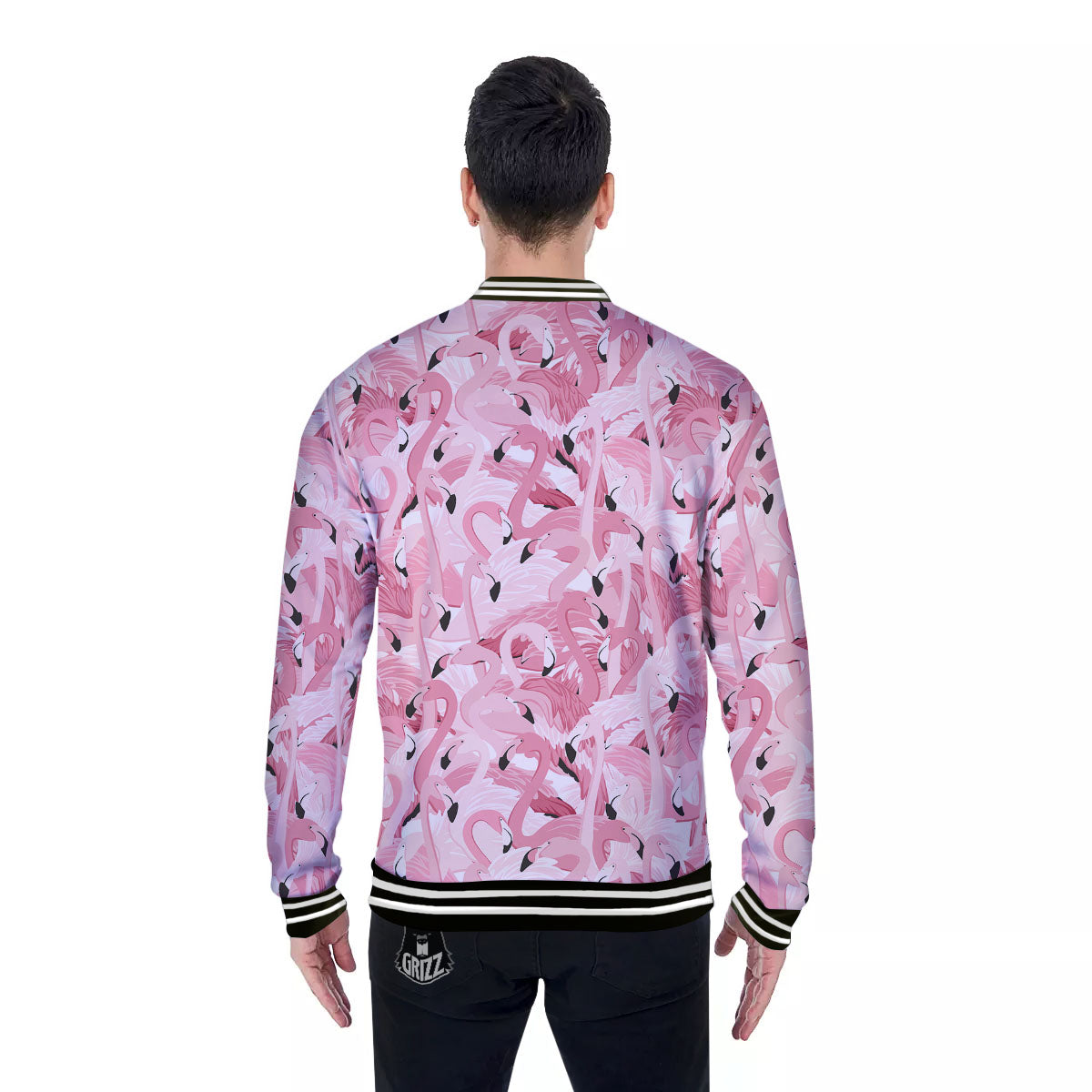 Flamingo Pink Print Pattern Baseball Jacket-grizzshop