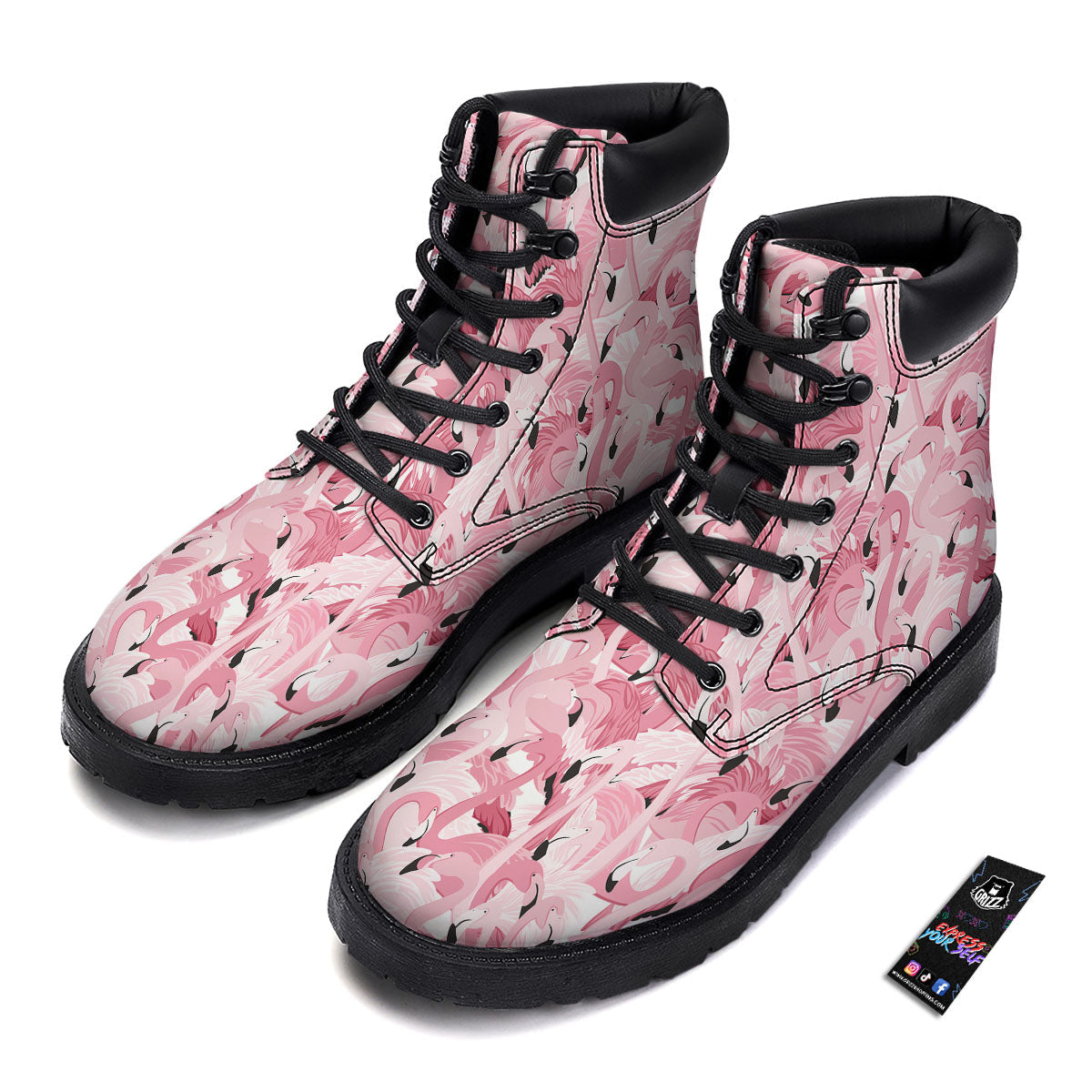 Flamingo Pink Print Pattern Boots-grizzshop