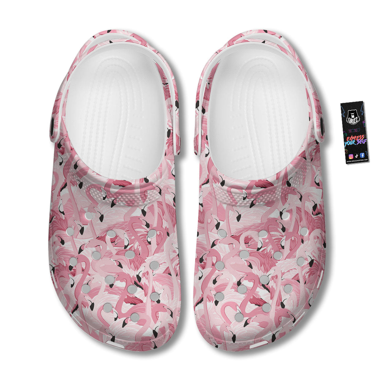 Flamingo Pink Print Pattern Clog-grizzshop