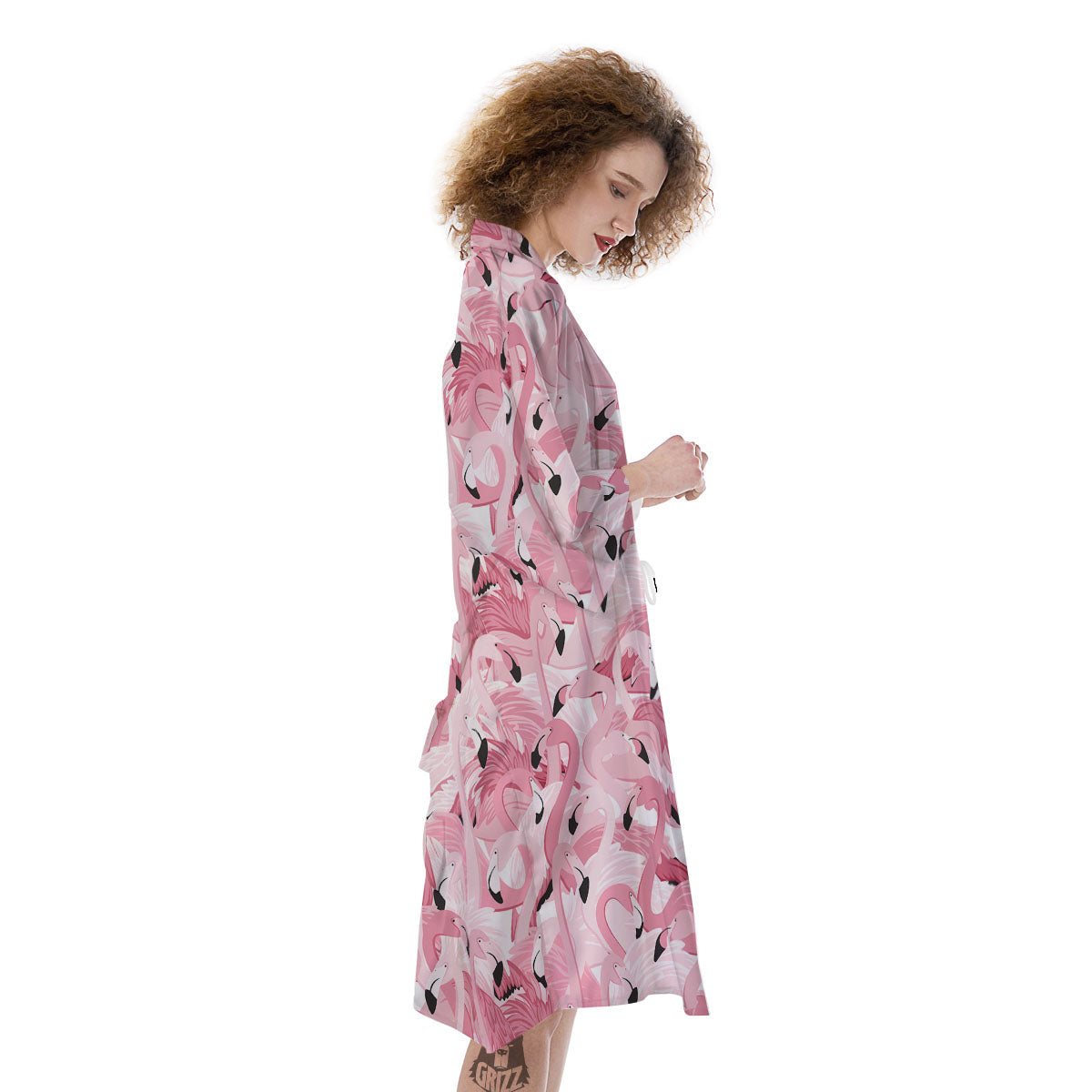 Flamingo Pink Print Pattern Kimono-grizzshop