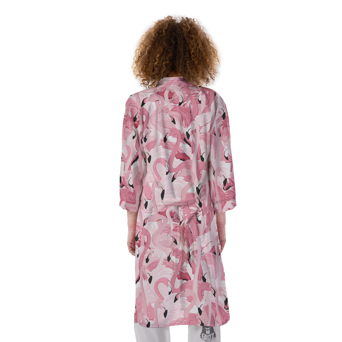 Flamingo Pink Print Pattern Kimono-grizzshop
