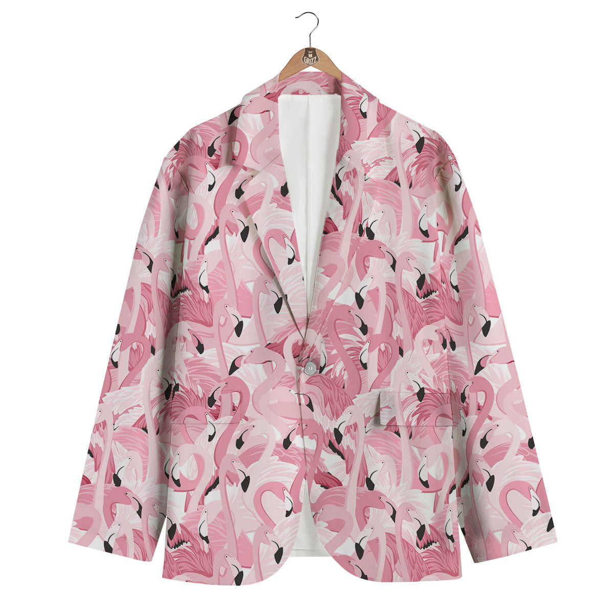 Flamingo Pink Print Pattern Men's Blazer-grizzshop