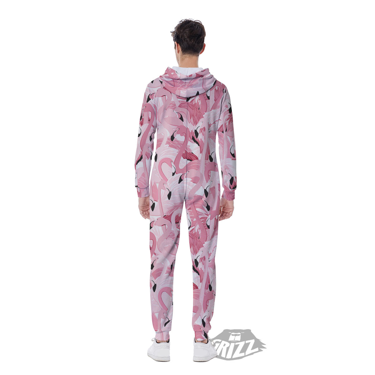 Flamingo Pink Print Pattern Men's Jumpsuit-grizzshop