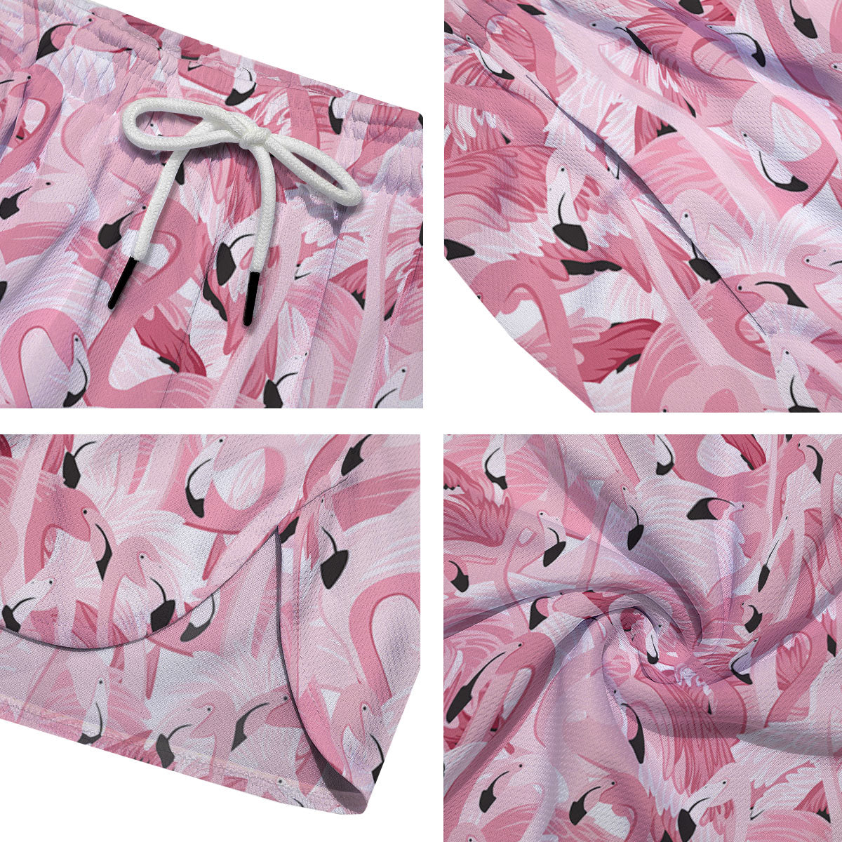 Flamingo Pink Print Pattern Men's Running Shorts-grizzshop