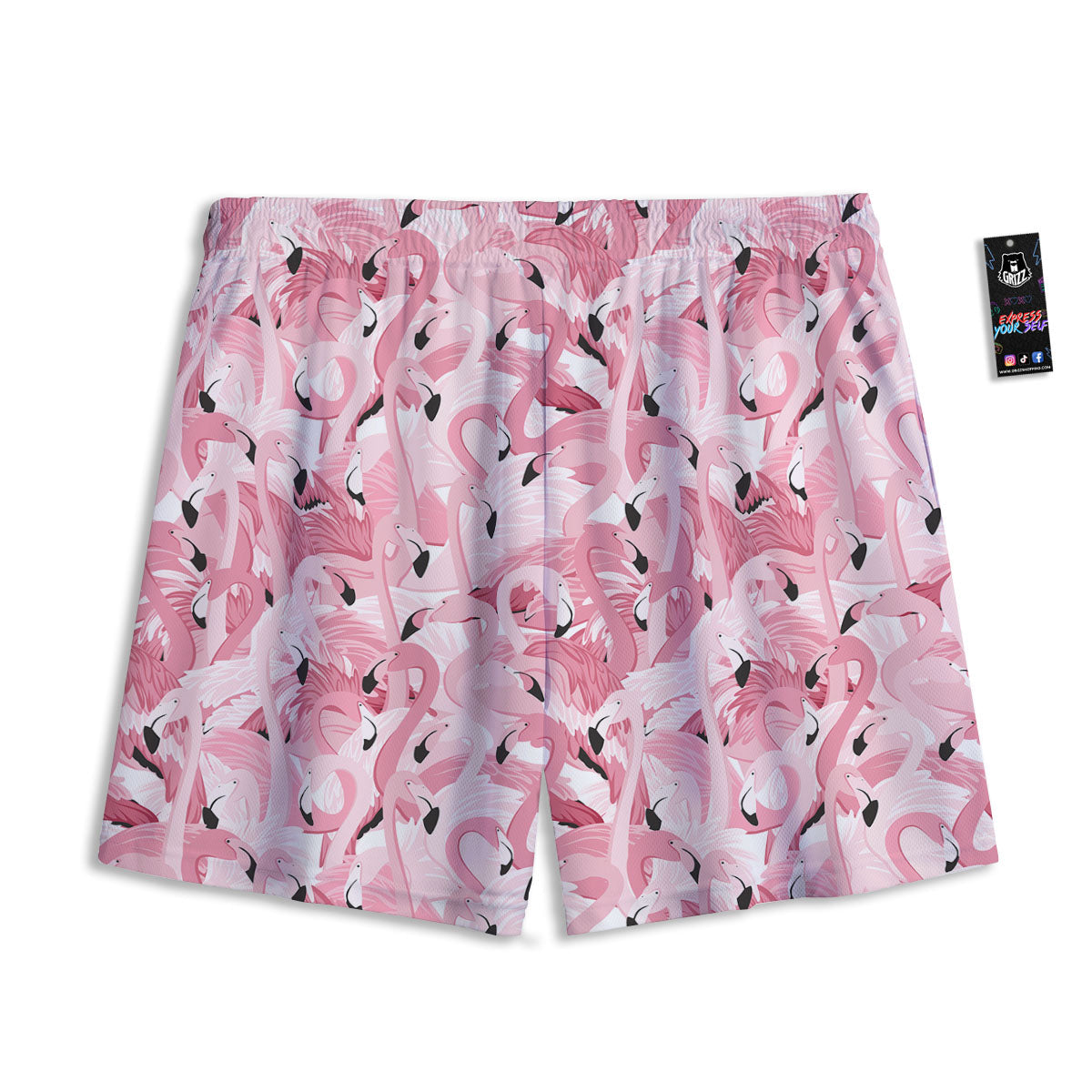Flamingo Pink Print Pattern Mesh Shorts-grizzshop